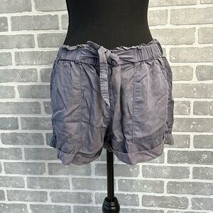 Aerie Lyocell Belted Tie Garbage Bag Waist Relaxed Gray Mini Short Shorts M